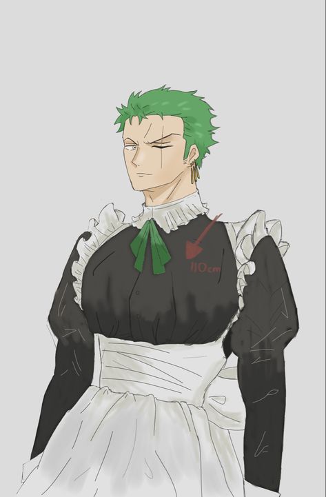 #zoro #onepiece #anime #fanart #art Maid Outfit Anime, رورونوا زورو, One Piece Funny, Zoro One Piece, Maid Outfit, One Piece Fanart, One Piece Luffy, Art Drawings Sketches Creative, Roronoa Zoro