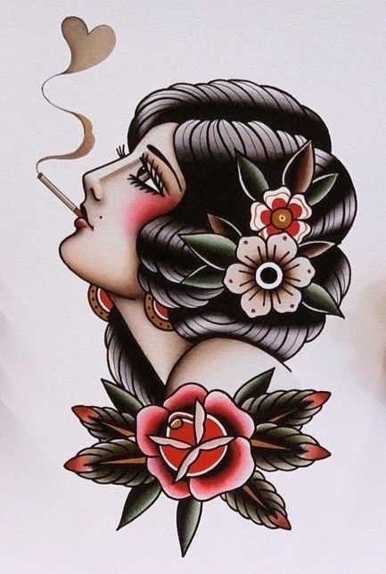 Traditional Tattoo Face, Traditional Tattoo Woman Face, Traditional Tattoo Girls, Traditional Tattoo Prints, Harmony Tattoo, Traditional Tattoo Outline, Traditional Tattoo Woman, Shoulder Cap Tattoo, Face Tattoos For Women