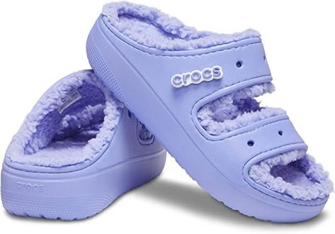 Classic Cozzzy Sandal, Fuzzy Slides, Crocs Sandals, Saltwater Sandals, High Heel Slippers, Crocs Classic Clogs, Blue Calcite, Muck Boots, Fuzzy Slippers