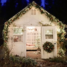 Christmas Lights Night, Christmas Lights At Night, French Country Cottage Christmas, Ella Claire, French Country Christmas, Lights At Night, Diy Christmas Lights, Christmas House Lights, Cottage Christmas