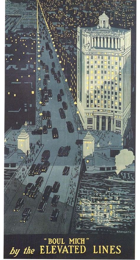 1920s Chicago Transit Posters: Design Observer 1920s Poster, Walkable Cities, Underground Culture, Art Deco Graphics, Chicago Vintage, Chicago Poster, Chicago School, Transportation Poster, Public Transit