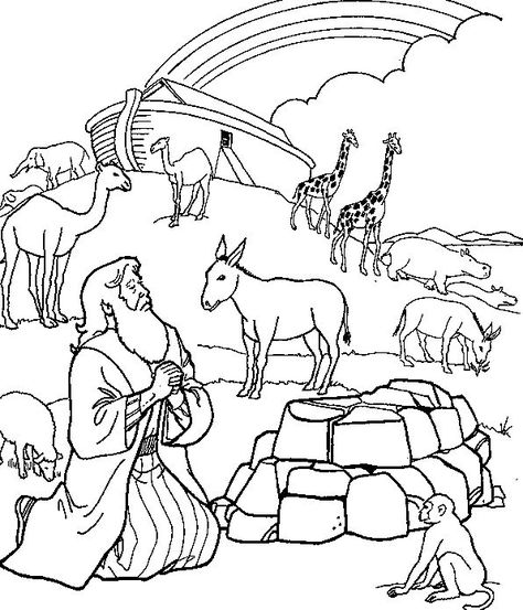 Para Colorear - Noé y el arco del pacto Sunday School Coloring Sheets, Bible Coloring Sheets, Noah Ark, Noahs Ark Animals, Sunday School Coloring Pages, Christian Preschool, Bible Activities For Kids, Animal Printables, Bible Story Crafts