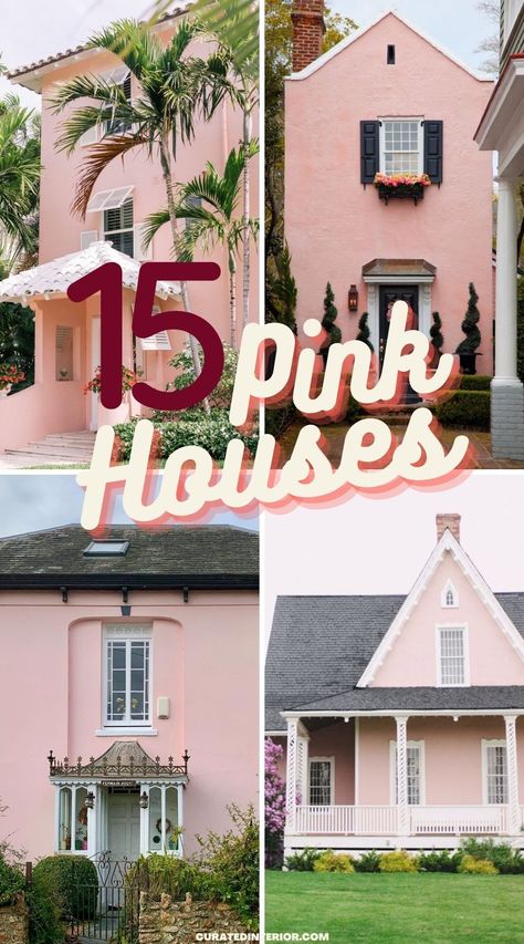 15 Most Stunning Pink Houses Pink Victorian House, Pink House Exterior, Exterior Color Combinations, Different House Styles, Beach Style Decorating, Pink Paint Colors, Pink Victorian, Beach House Exterior, Stucco Homes