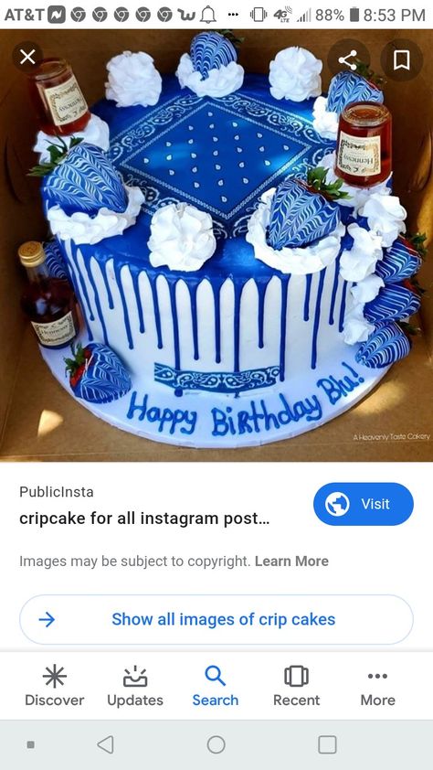 Crip Blue Bandana Cake, Crip Gang Birthday Cake, Blue Bandana Cake Ideas, Bandana Cake Ideas, Blue Bandana Cake, Bandanna Cake, Blue Birthday Cake For Men, Blue And Black Cake, Bandana Cake