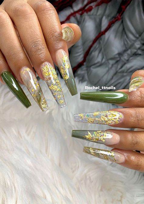 Olive Green Nails, Sapphire Nails, Olive Nails, Nail Pinterest, Extension Nails, Idea Nail, Green Acrylic Nails, Nails Sparkle, Trending Nails