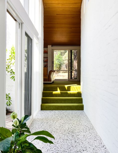 Mount Martha, Sustainable Building Materials, Mid Century Modern Interiors, Green Carpet, Australian Homes, Boho Interior, Mid Century Modern House, The Design Files, Mid Century House