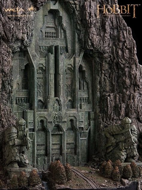 Erebor Middle Earth Architecture, Dwarven City Entrance, Erebor Art, The Hobbit Erebor, Minecraft Erebor, Erebor Aesthetic, Lotr Architecture, Hobbit Erebor, Dwarven Kingdom