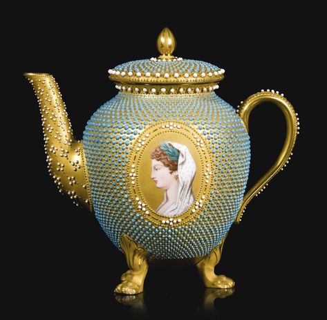 Rare Royal Worcester jewelled Countess of Dudley service teapot and cover. Dated 1867 | Sotheby's Same Energy, Breakfast At Tiffany's, Coffee Service, Coffee Pots, Tea And Coffee, Teapots And Cups, Antique Tea, Royal Worcester, Tea Art