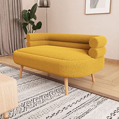 Amazon.com: 2 Seater Sofa, 52.7'' Modern Teddy Fleece Loveseat Sofa, Leisure Sofa Accent Chair Upholstered Tufted Loveseat Sofa for Living Room Bedroom Office (Yellow) : Home & Kitchen Accent Loveseat, Yellow Sofas, Funky Sofa, Office Yellow, Small Loveseat, Two Seater Couch, Tufted Loveseat, Modern Sofa Couch, Sofa For Living Room