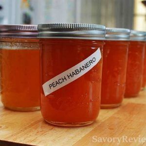 Peach Habanero Pepper Jelly - SavoryReviews Christmas Preserves, Peach Pepper Jelly Recipe, Habanero Pepper Jelly, Pepper Jellies, Peach Pepper Jelly, Habanero Jelly, Pepper Jelly Recipe, Hot Pepper Recipes, Pepper Jelly Recipes