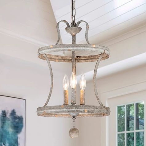 Vintage French 3-Light Lantern Drum Chandelier - 17.38 - Bed Bath & Beyond - 38000315 French Country Vanity Lights, French Country Pendant Lights, Bathroom Chandelier Lighting, Cottage Chandelier, French Country Light Fixtures, Cottage Light Fixtures, Owners Bathroom, Crown Iron, Shabby Chic Lanterns