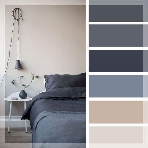 Bedroom Colour Palette, Charcoal Blue, House Color Palettes, Interior Color Schemes, Dekorasi Kamar Tidur, Room Color Schemes, Bedroom Color Schemes, Blue Colour Palette, Paint Colors For Home