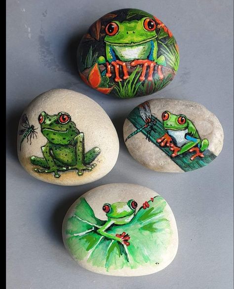 Decorated Rocks, Frog Rock, Frog Painting, Art Frog, Rocks Painted, Painted Rocks Craft, Painted Rocks Diy, Frog Art, Pet Rocks