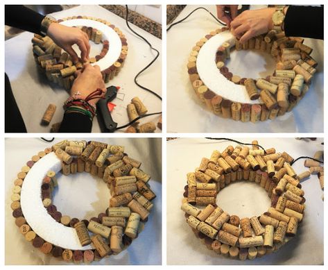 Tengo más de 40...y qué?: Corona de Navidad para los amantes del vino (Make y Vicente) Christmas Craft Diy, Wine Cork Crafts Christmas, Cork Crafts Christmas, Wine Cork Wreath, Wine Cork Diy Crafts, Cork Wreath, Wine Cork Projects, Cork Crafts Diy, Make A Wreath