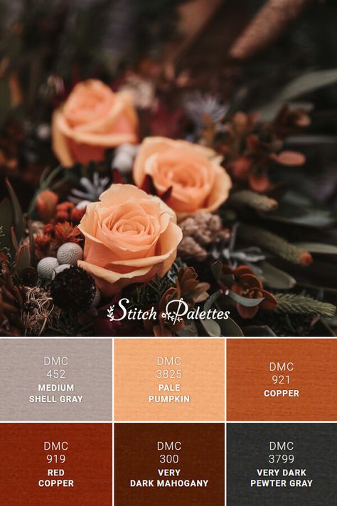 Embroidery Color Palette, Copper Colour Palette, Red Bathroom Ideas, Peach Color Palettes, Grey Pumpkin, Dark Pewter, Red Colour Palette, Color Schemes Colour Palettes, Dark Mahogany