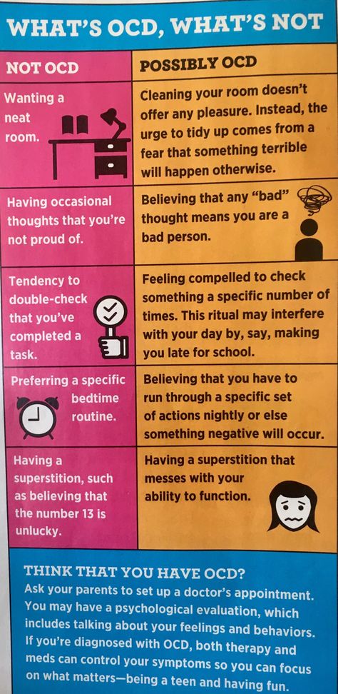 Think you might have OCD? See this chart to decide. Signs You Have Ocd, What Does Ocd Mean, Coping Mechanism For Ocd, Ocd Therapy Activity, Ocd Thoughts, Ocd Therapy, Kids Therapy, Ocd Symptoms, Ocd Organization