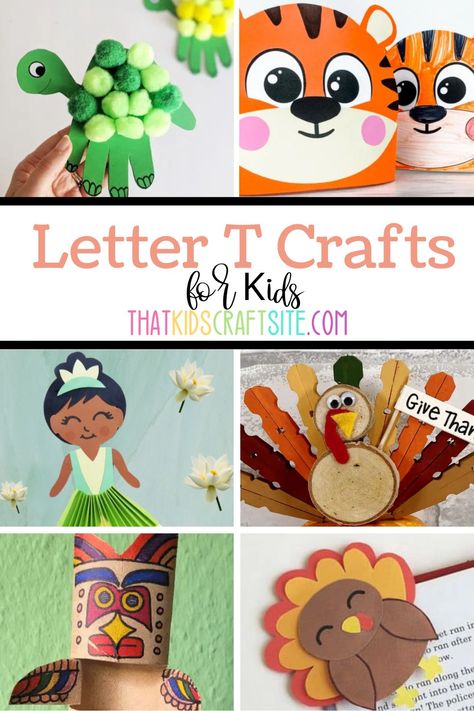 Letter T Crafts - That Kids' Craft Site Letter T Ideas For Preschool, T Craft Preschool, Preschool Letter T Crafts, Letter T Crafts For Toddlers, T Is For Craft, T Crafts For Preschool, Letter T Crafts For Preschool, Letter T Activities For Preschool, Letter T Craft