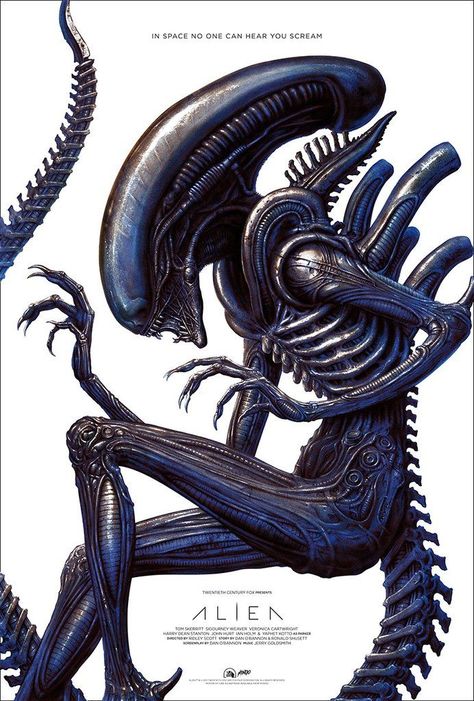 Mondo's Latest ALIEN Poster Puts the Xenomorph Front and Center — GeekTyrant #Aliens Illusion Kunst, Mondo Posters, Giger Alien, Giger Art, Alien 1979, Alien Artwork, Cult Movie, Arte Alien, Sigourney Weaver