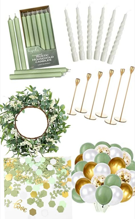 Sage Green Birthday Party Table Decorations, Birthday Sage Green Theme, Sage Green 21st Birthday Decor, Light Green Theme Birthday Party, Sage And Gold Graduation Party, Birthday Party Ideas Green And Gold, 21st Birthday Sage Green, Sage Green And Gold Decorations Party Ideas, Sage Green And Gold Birthday Party