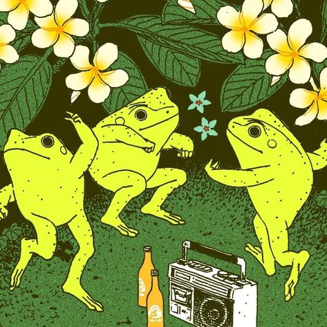 Playlist Covers Photos, Frog Illustration, Arte Indie, Etiquette Vintage, Frog Art, Cute Frogs, Art Collage Wall, Hippie Art, Funky Art