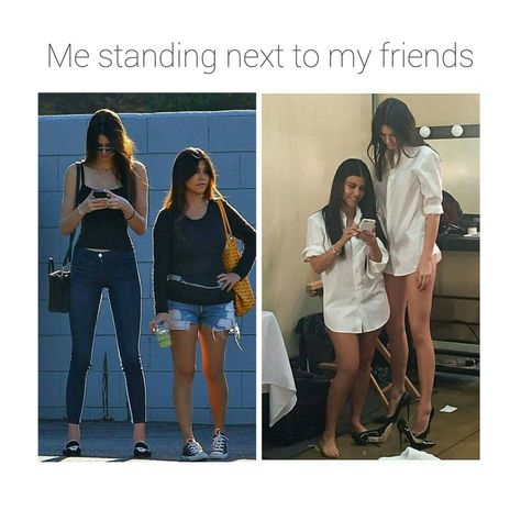 Tall Short Best Friends, 2 Tall Friends 1 Short Friend, Short Friend Tall Friend, Tall Problems, Short People Memes Hilarious, Short People Memes, Short Friend, Short Girl Memes Funny, Best Friend Captions