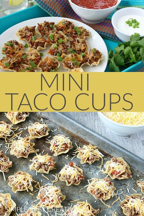 Mini Taco Cups, Mini Taco, Taco Cups, Mini Appetizers, Mini Tacos, Superbowl Party Food, Finger Food Appetizers, Snacks Für Party, Easy Appetizer Recipes