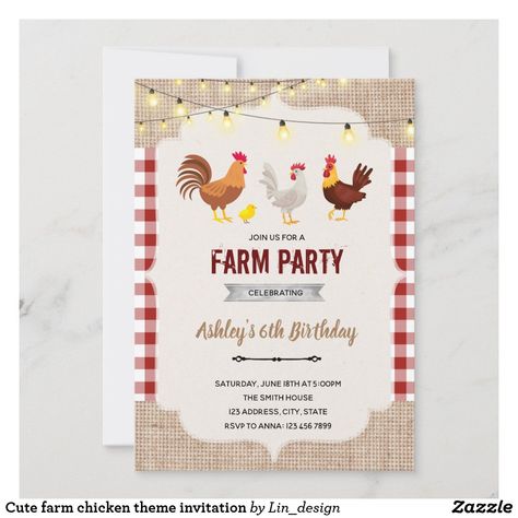 Shop Inauguration Invitation Card, Farm Birthday Party Invitations, Farm Invitation, Farm Birthday Invitation, Farm Theme Birthday, 12 Birthday, Farm Chicken, Barnyard Birthday, Farm Birthday Party