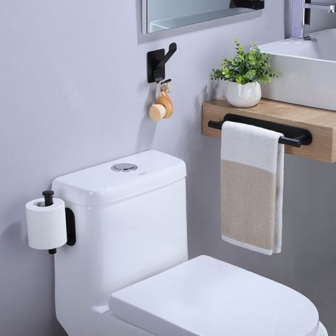 black bathroom accessories sets Double Roll Toilet Paper Holder, Camper Toilet Paper Holder, Toilet Paper Holder Ideas, Bit Toilet Paper Holder, Washroom Designs, Toilet Paper Holder Black Modern, Bathroom Wipes, Black Bathroom Accessories Set, Modern Toilet Paper Holders