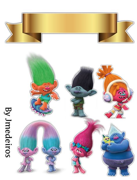 Trolls Cake Topper Printable, Trolls Cake Topper Printable Free, Trolls Png, Cuban Desserts, Trolls Cake, Trolls Birthday Party, Trolls Movie, Diy Cake Topper, Aesthetic Stickers