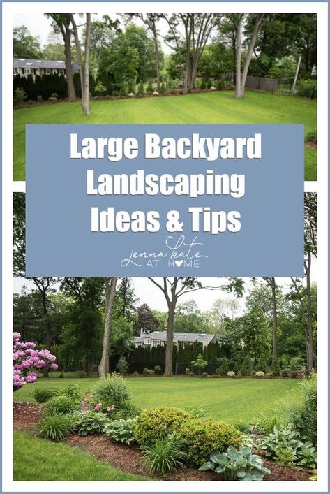 Large back yard landscaping ideas and inspiration. This yard went from unusable to lush and green with these tips! #landscaping #yard #backyard #jennakateathome Large Backyard Landscaping Ideas, Large Yard Landscaping, Large Backyard Landscaping, Fountains Backyard, Landscaping Inspiration, Backyard Water Feature, Champagne Bar, Easy Landscaping, Large Backyard