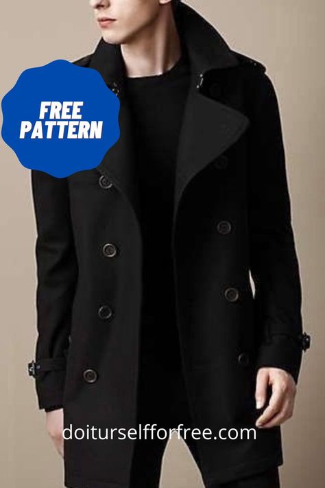 Diy Jacket Pattern, Trench Coat Sewing Pattern, Mens Coat Pattern, Trench Coat Pattern, Winter Coat Pattern, Mens Jacket Pattern, Coat Sewing Pattern, Sewing Men, Mens Sewing Patterns