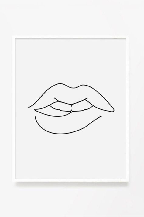 Lip Line Drawing, Lip Illustration Art, One Liner Drawing, Lips Line Drawing, One Line Art Drawings, Line Art Easy, Easy Line Art, Cool Line Art, 1 Line Drawing