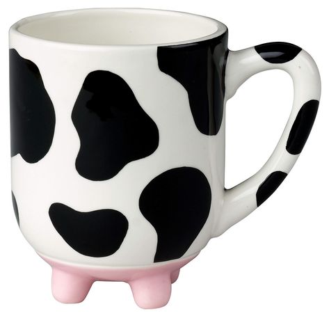 PRICES MAY VARY. A-MOO-SING AND DELIGHTFUL: The Udderly Cow mug is the perfect way to get your day moo-ving with a cup of coffee, tea or hot chocolate…or even better, enjoy cookies with milk straight from this cow! TRADITIONAL AND TRENDY: Holstein cow pattern is hand painted; makes a great gift for every bovine lover and those who appreciate a minimalist black and white print with a touch of pink! GENEROUSLY SIZED: This mug holds a generous 20 oz. of your favorite beverage. Its comfortable handl Cow Mug, Printed Cups, Milk Cow, Cow Pattern, Cup Gifts, Hand Painted Ceramics, Ceramic Painting, Cow Print, Earthenware