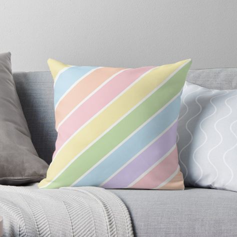 Pastel Pillow, Day Planner Template, Aesthetic Rainbow, Pastel Bedroom, Pastel Pillows, Cute Pillow, Rainbow Pastel, Rainbow Room, Bedroom Items