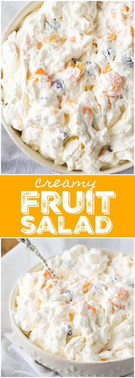 Creamy Fruit Salad - A dreamy salad/dessert that will be a surefire hit! It's easy to make and so tasty to eat. Hawaii Dishes, Blueberry Jello, Creamy Fruit Salad, Fluff Recipes, Fruits Recipes, Sweet Salads, Veggie Salads, Ambrosia Fruit Salad, Creamy Fruit Salads