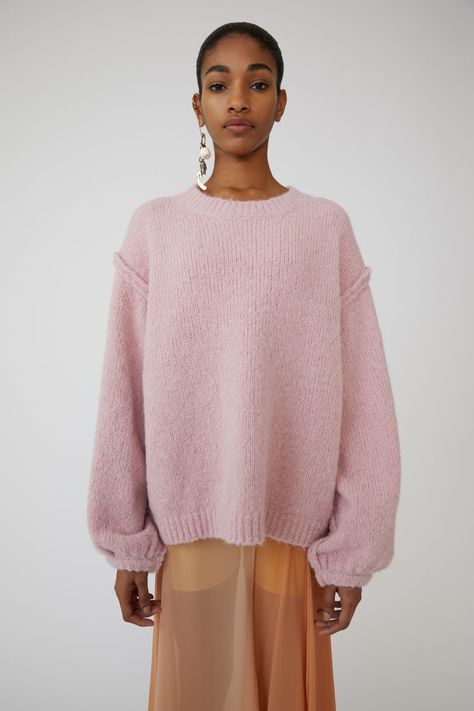 Acne Studios - Women's Outerwear Acne Studios Knitwear, Oversized Pink Sweater, Oversized Knitwear, Acne Studios Sweater, Spring Knitwear, Pink Oversized Sweater, Fuzzy Texture, Winter Wardrobe Essentials, Oversize Sweater