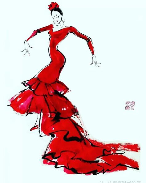 Flamenco Dancers Drawing, Flamenco Drawing, Dancer Drawing, Spanish Girl, Spanish Dance, Artwork Watercolor, Flamenco Dancer, Flamenco Dancers, Beauty Illustration