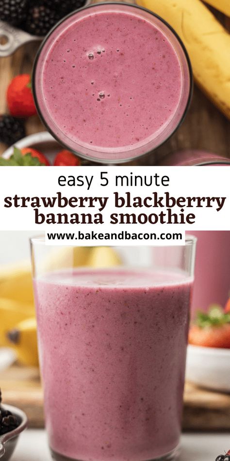 Banana Berry Smoothie Recipe, Strawberry Blackberry Smoothie, Blackberry Banana Smoothie, Blackberries Smoothie, Smoothie Blackberry, Sanford Profile, November Food, Blackberry Smoothie Recipes, Healthy Strawberry Recipes