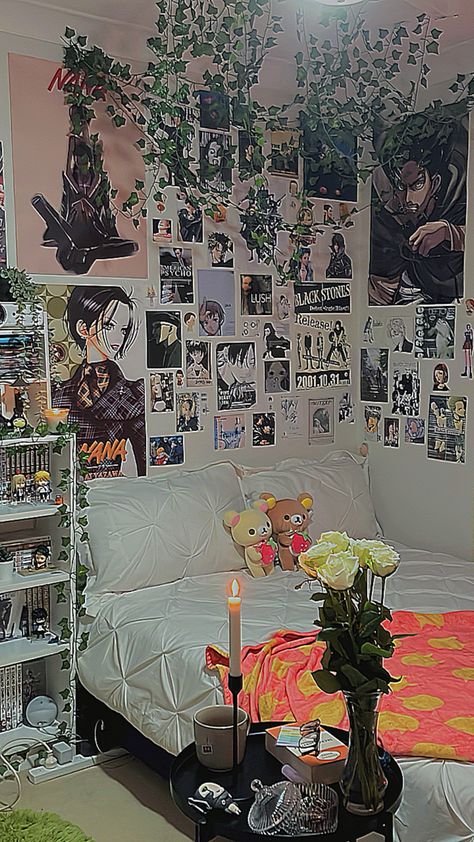 #roomdecor #manga #posters #anime #mangashelf #animeroom Manga Wall Inspiration, Manga Wall Room Aesthetic, Anime Wall Room Ideas, Anime Room Makeover Ideas, Manga Wall Ideas Bedroom, Poster Room Anime, Manga Posters Room Decor, Anime Poster Bedroom, Manga Poster Wall