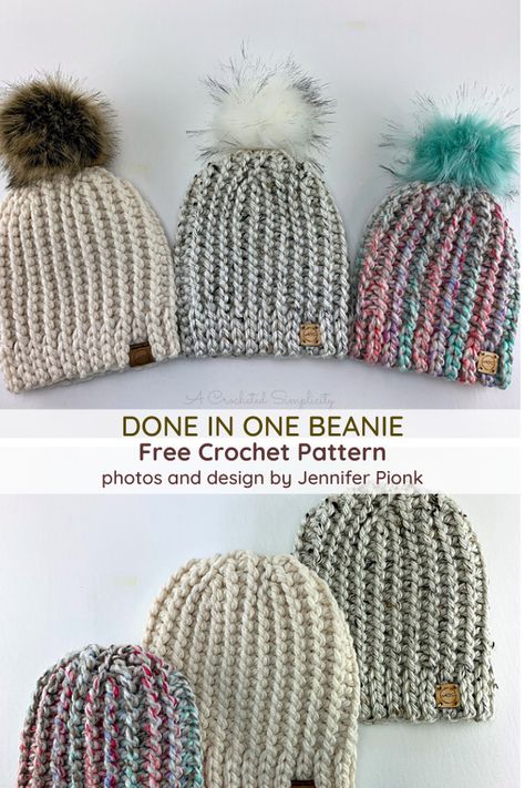 Less Than 1 Hour And 1 Ball Of Yarn Crochet Beanie Beanie Pattern Free, Crochet Beanie Pattern Free, Easy Crochet Hat, Ball Of Yarn, Crochet Hat Free, Crochet Knit Hat, Crochet Beanie Hat, Crochet Beanie Pattern, Crochet Hats Free Pattern