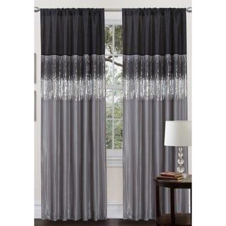 Elevate the charm level of your living room or bedroom with Silver Orchid's Page night sky curtain panel. Featuring a two-tone design that's available in various color combinations, this curtain panel complements either casual or glam styling. A polyester construction makes this color-block curtain long-lasting and conveniently machine-washable. Made of polyester Black and grey or purple and grey Color block pattern with sequins Unlined Rod pocket header Includes 1 panel Tiebacks not included Dr Color Block Curtains, Layered Curtains, Curtain Styles, Window Treatments Bedroom, Lush Decor, Sheer Curtain Panels, Insulated Curtains, Custom Drapes, Black Curtains