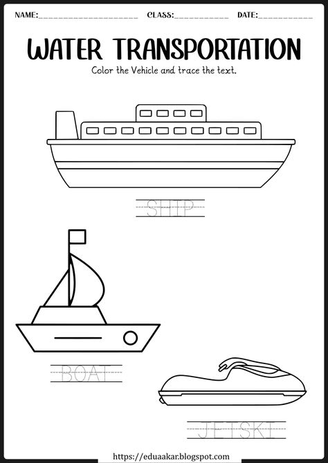 Transportation Worksheet for Kids Water Vehicles Preschool Activities, Modes Of Transport Worksheet, Transport Worksheets For Kindergarten, Water Transportation Preschool Crafts, Water Transportation Worksheet, Modes Of Transport For Kids, Water Transportation Activities, Air Transportation Activities, Computer Worksheet