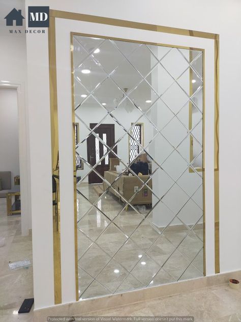 Wall Mirror Design Ideas, Mirror Design Ideas, Living Room Wall Mirror, Wall Mirror Design, Room Wall Mirror, Glass Wall Design, Wall Mirror Decor, Aesthetic Interior Design, Mirror Wall Living Room