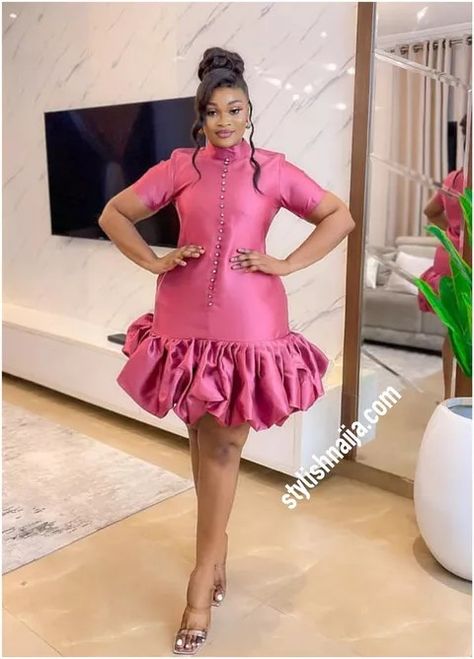 Mikado Silk Dress, Praise Dress, Stylish Naija, 2piece Outfits, Chic Dress Classy, Short African Dresses, Best African Dresses, Stylish Short Dresses, African Fashion Traditional