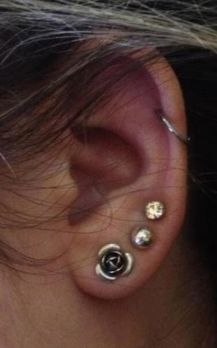 Cartilage Piercing WANT Cartilage Piercing Care, Triple Ear Piercing, Triple Lobe, Triple Lobe Piercing, Ear Peircings, Ear Lobe Piercings, Lobe Piercings, Cool Piercings, Cute Ear Piercings