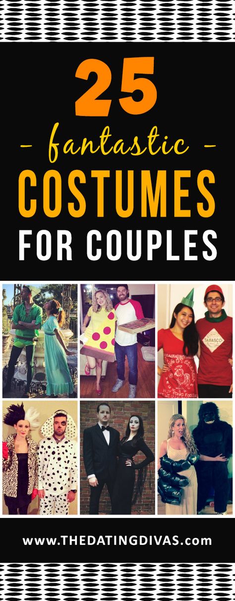 Love these Halloween couples costume ideas! Lots of DIY too! www.TheDatingDivas.com Cheap Couples Halloween Costumes, Clever Couples Halloween Costumes, Couples Costumes Creative, Cute Couples Costumes, Funny Couple Costumes, Unique Couple Halloween Costumes, Funny Couple Halloween Costumes, Couples Halloween Costumes, Diy Couples Costumes