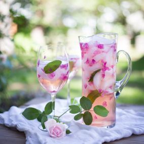 Wild Rose Petal Sangria Rose Sangria, Rosé Wine, Rose Flavored, Refreshing Summer Drinks, 31st Birthday, Pretty Drinks, Tea Party Garden, Summer Drink, Summer Refreshments