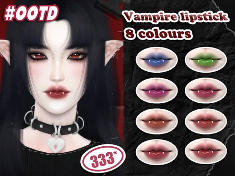 asan333's Vampire lipstick Asan333 Sims 4, Sims 4 Cc Vampire Makeup, Vampire Lipstick, Sims 4 Vampire, Vampire Hair, Cc Skin, Sims 2 Cc, Makeup Cc, Sims 4 Anime