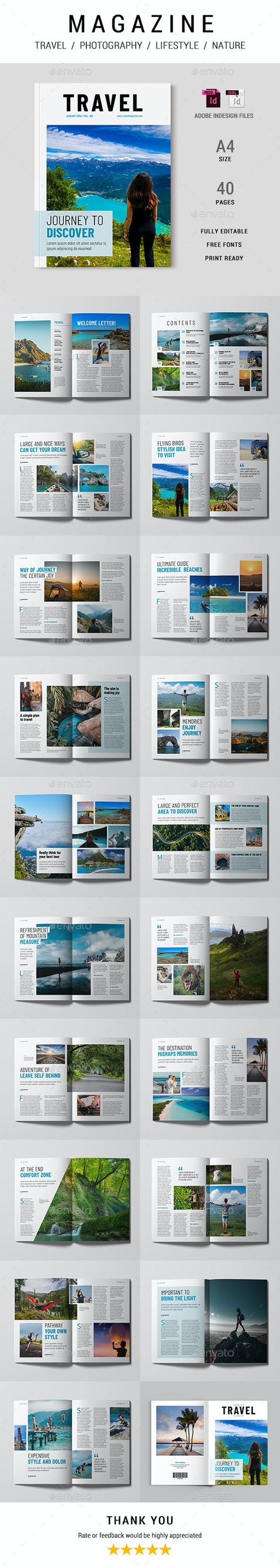 Travel Magazine Layout Design Templates, Travel Catalogue Design Layout, Magazine Layout Design Travel, Travel Catalogue Design, Magazine Travel Design, Magazine Photo Layout, Travel Magazine Cover, Travel Magazine Design, Travel Magazine Layout