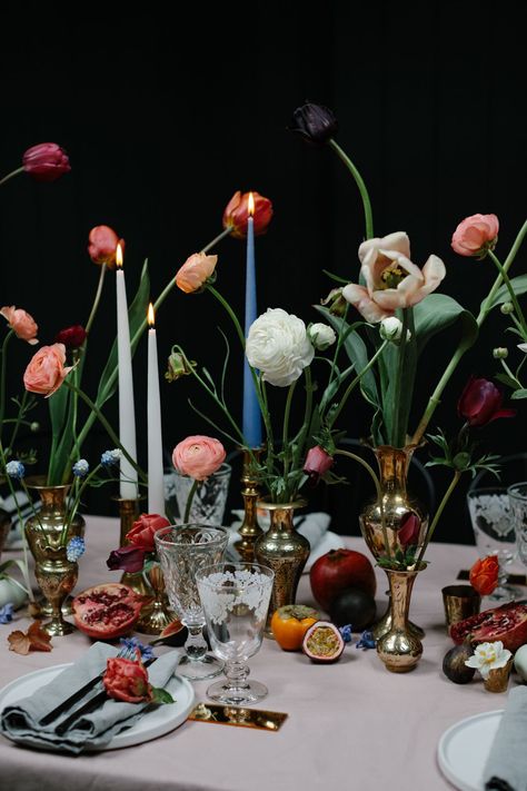 Modern, Colourful + Contemporary, Bridal Elegance | Love My Dress® UK Wedding Blog + Wedding Directory Flowers And Candles, Contemporary Bridal, Dinner Party Table, Bridal Elegance, Silvester Party, Deco Floral, Wedding Mood Board, Wedding Mood, My Dress